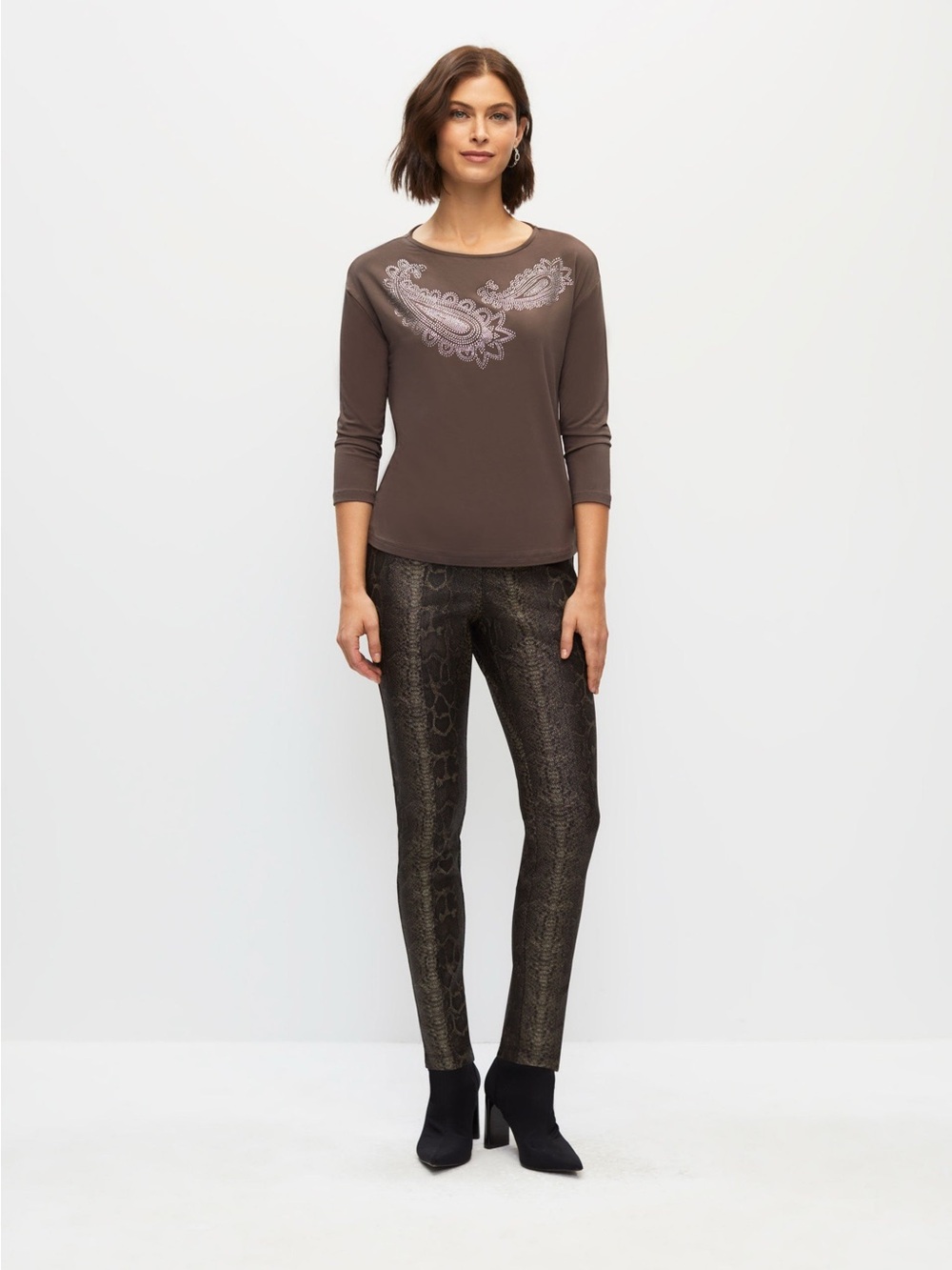 Melanie Lyne Pull-On Snakeskin Print Pants
